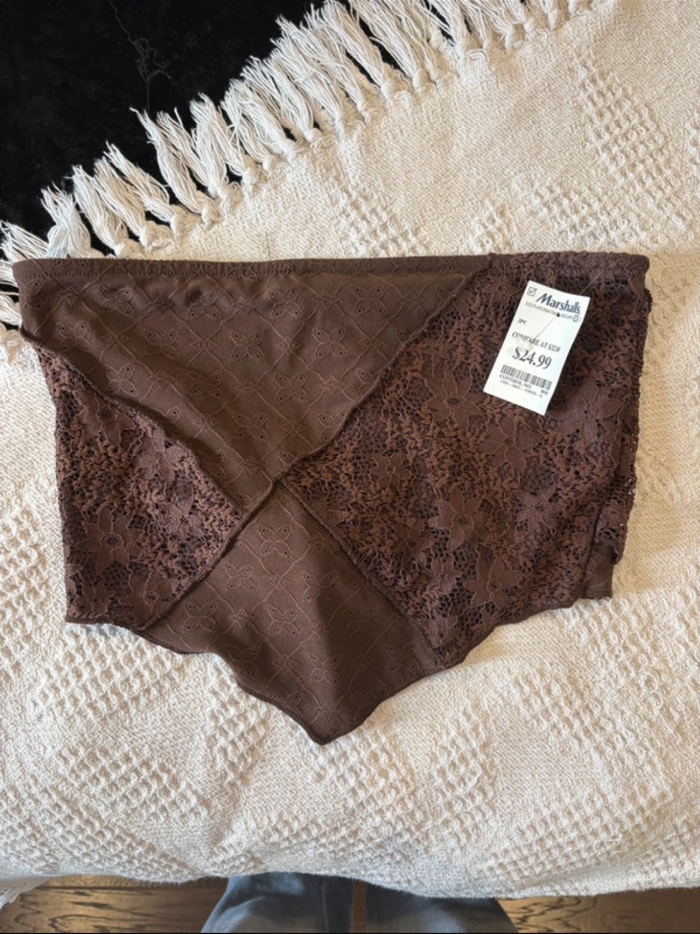 Marshalls Brown Lace High-Waist Briefs